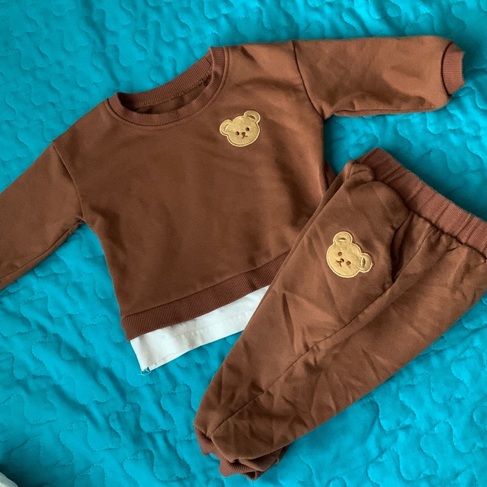 Unisex cute bear two piece set